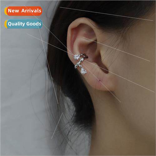 Super sparkling zirconia drop earrings French niche sense ir