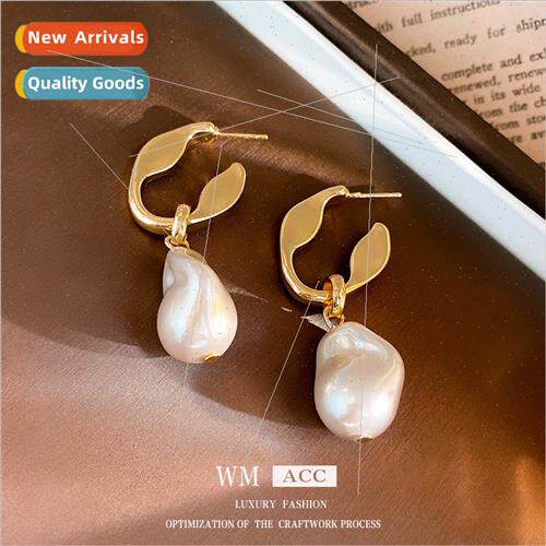 lver needle baroque irregular pearl crab pincer earrings Kor