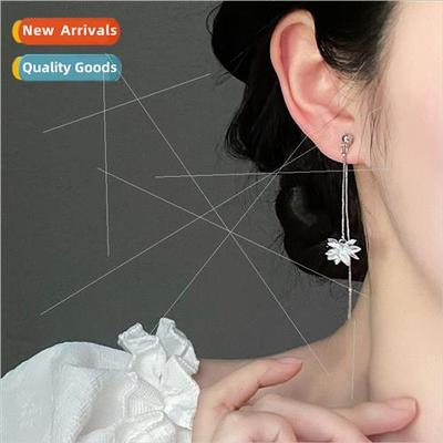 New long snowflake earrings ear wire mosquo disk ear clip wh