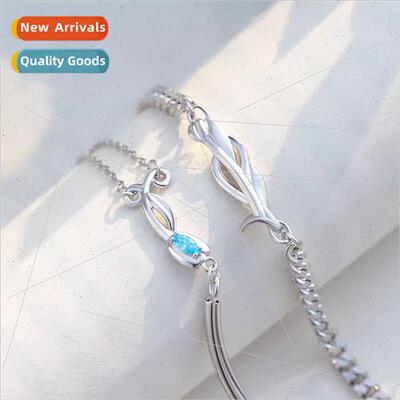 Blue flowers tulip couple bracelet men women a pair niche fr