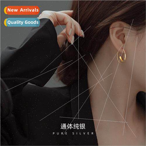 S925 silver circle earrings female 2021 new wave niche Europ