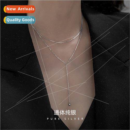 Double tassel silver necklace niche collarbone chain summer