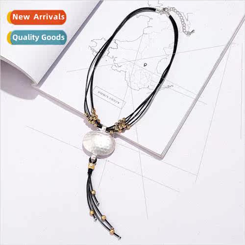 New necklace Europe long ins senior irregular leather rope l