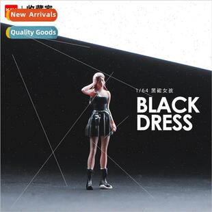 1:64 long-haired girl black bustier dress miniature doll mod