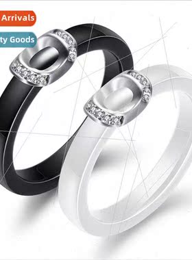 Europe ins new ceramic ring women black whe concave metope s