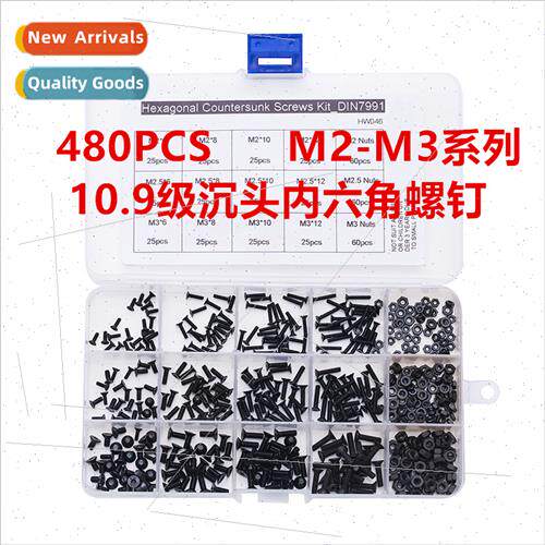 480PCS blackening 10.9 grade hexagon socket screws flat head