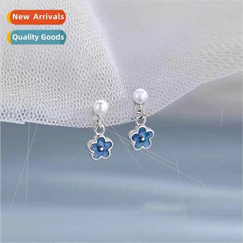 New flowers pearl earrings female niche compact earrings