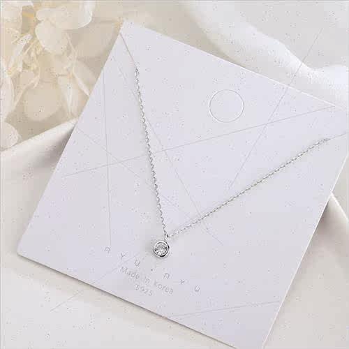 s925 silver Koreacircle wh zirconia necklace female niche mi
