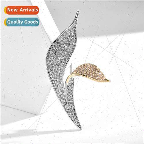 Korea atmospheric simple fashion zirconia asymmetric leaves