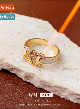 Electroplating set diamond double c oil drop open ring fashi