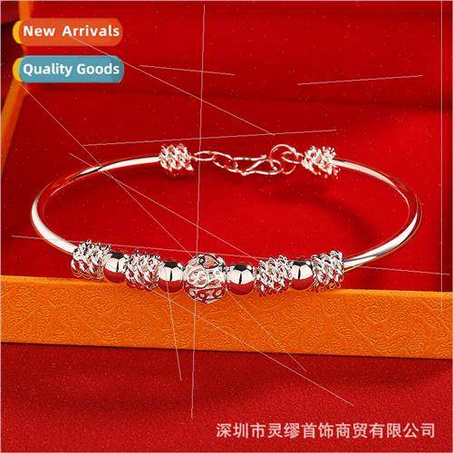 New S999 silver-plated hollow transfer beads bracelet childr