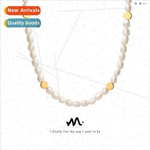 Gold Small Cylinder Spliced Irregular Oval Necklace French N