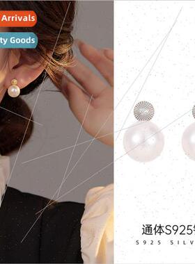 S925 silver Europe bead earrings female posive round flower