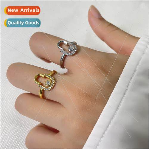 U-shaped flash diamond ring French exquise small broken diam