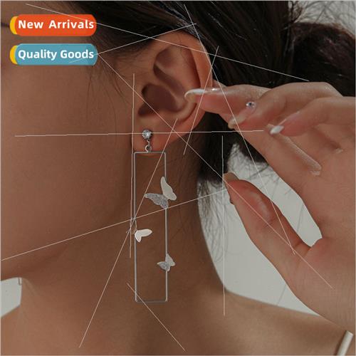 Europe Fashion Long Earrings Hundred Rectangle Sparkling Zir