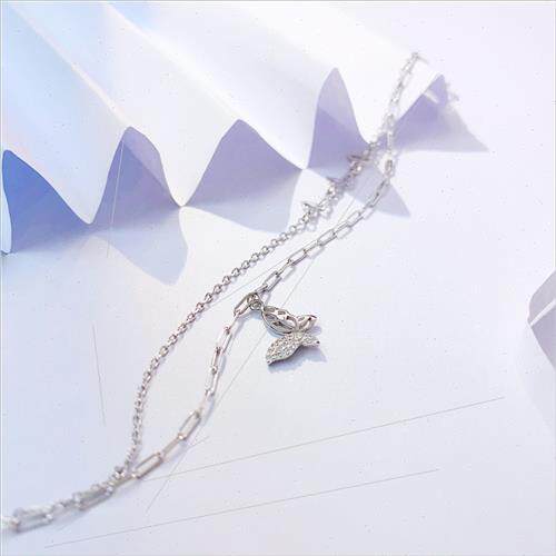 Koreasimple double layer butterfly silver bracelet female in
