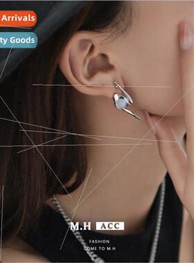 Moonstone 925 silver pin earrings ins niche earrings irregul