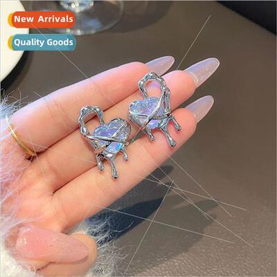 s925 Koreasweet cool spicy girl wind liquid hollow love hear