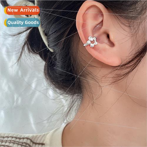 Flower ear clip female atmosphere sense glossy inlaid diamon