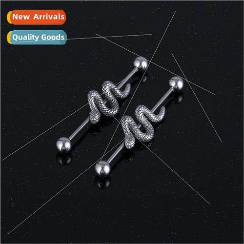 Europe stainless steel casting earrings dark wind coil snake