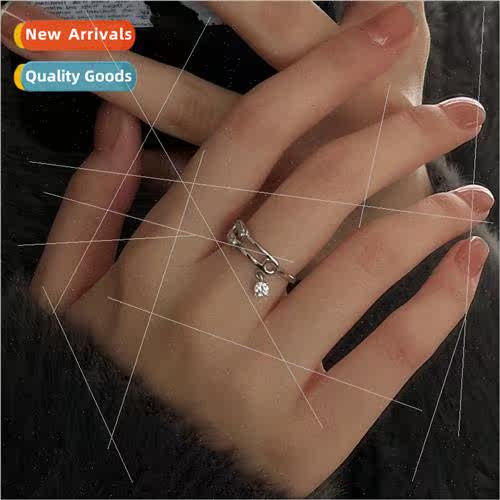 Pin ring simple Europe new nd new gold wh zirconia paper cli