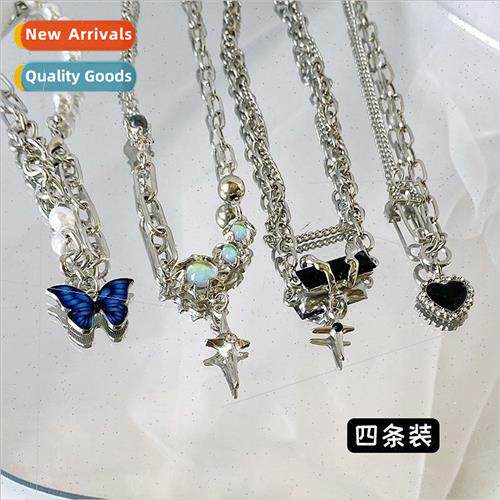 New Twisted Gemstone Necklace Combo Set Butterfly Pearl Patc