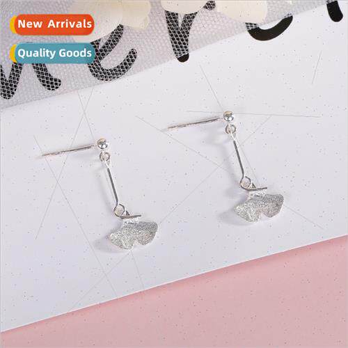 S925 silver japan simple ginkgo earrings niche lerary leaf t