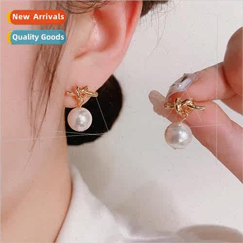 Summer new s925 silver needle small delicate metal knot hang