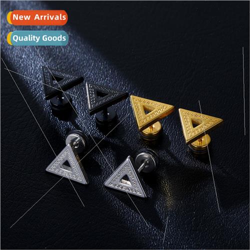 Tanium steel earrings are not easy to allergy pyramid earrin