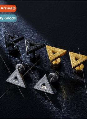 Tanium steel earrings are not easy to allergy pyramid earrin