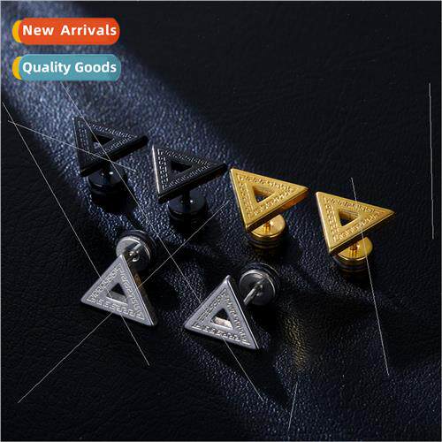 Tanium steel earrings are not easy to allergy pyramid earrin