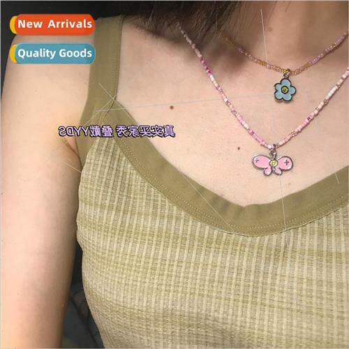 Colorful bead necklace cute cartoon quirky niche summer Kore