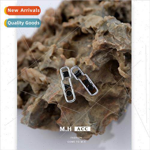 Black diamond geometric earrings female delicate s925 silver