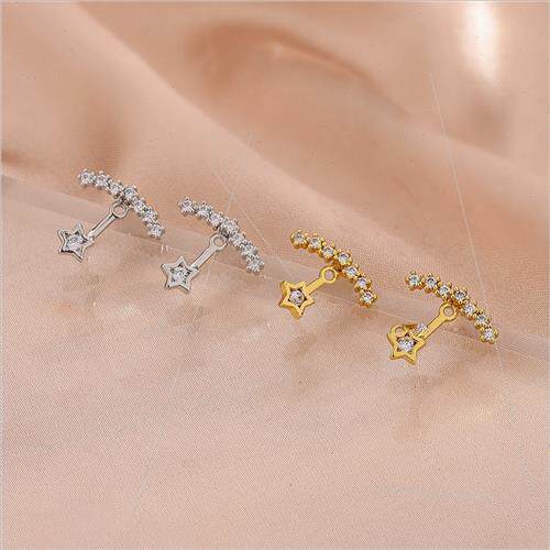 ko lver Earrings Korea Meteor INS delicate zirconia full dia