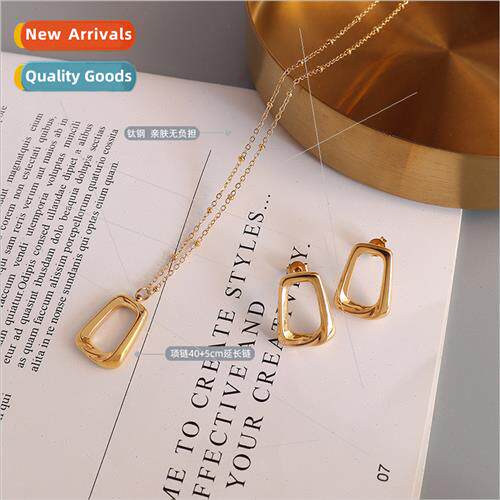 French geometric square necklace collarbone chain tanium ste
