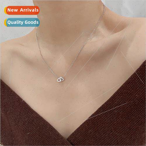 INS peach heart shaped glter diamonds lock bone chain wind l