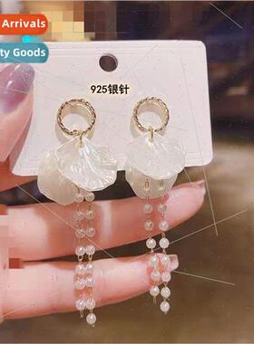 S925 silver needle long tassel earrings thin earrings Mori s