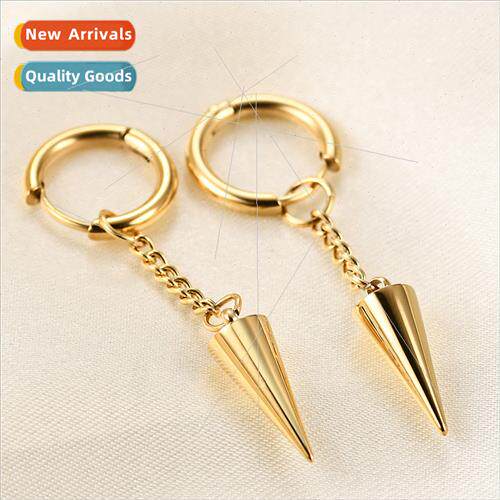 Europe ins fashion gold stainless steel rivets long triangle