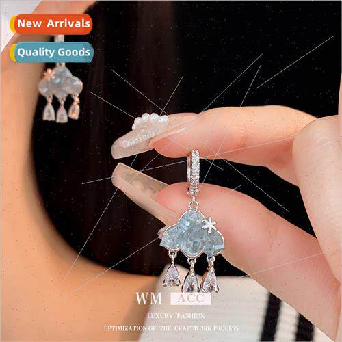 Zirconia cloud drop tassel earrings Korea new niche earrings