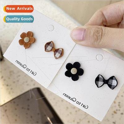 Bow tie asymmetric earrings female fall winter small sense e