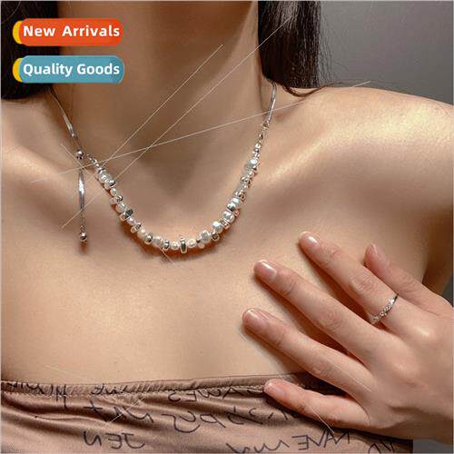 Irregular broken silver pearl splicing necklace female niche