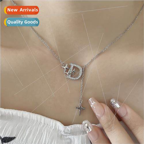 Diamonds letter D star necklace tide cool sweater chain zirc