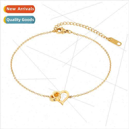Korea New Product che Heart Ladies Tanium Steel Anklet wh Di
