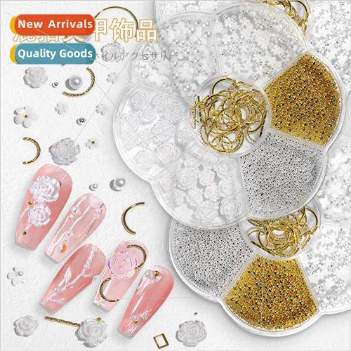 Metal flowers mix match nail jewelry simple beautiful camell