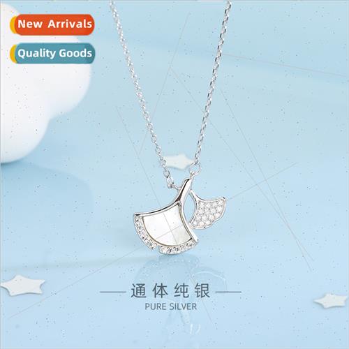 s925 silver Korea diamonds ginkgo biloba necklace mother pea