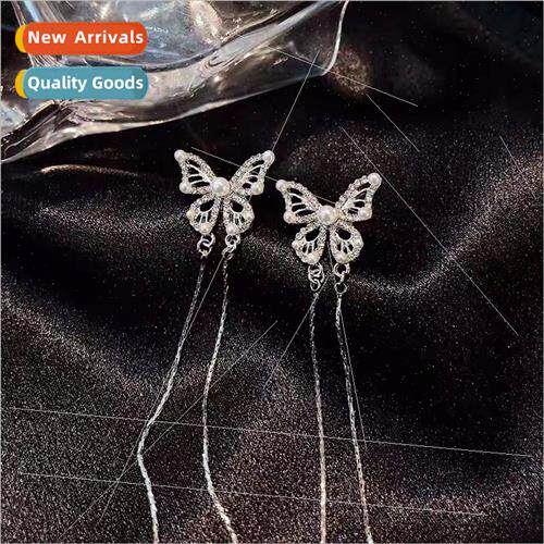 New bow tassel earrings tide niche earrings female pearl ear