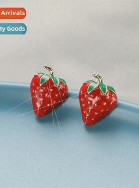 Europe new oil drop strawberry earrings earrings spring summ