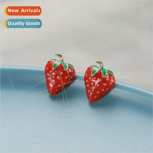 Europe new oil drop strawberry earrings earrings spring summ