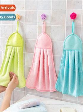 Bathroom Absorbent Coral Velvet HTowel Kchen Hangable Cleani