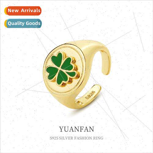 925 silver Vintage Drip Clover Ring Women Europe che Fashion